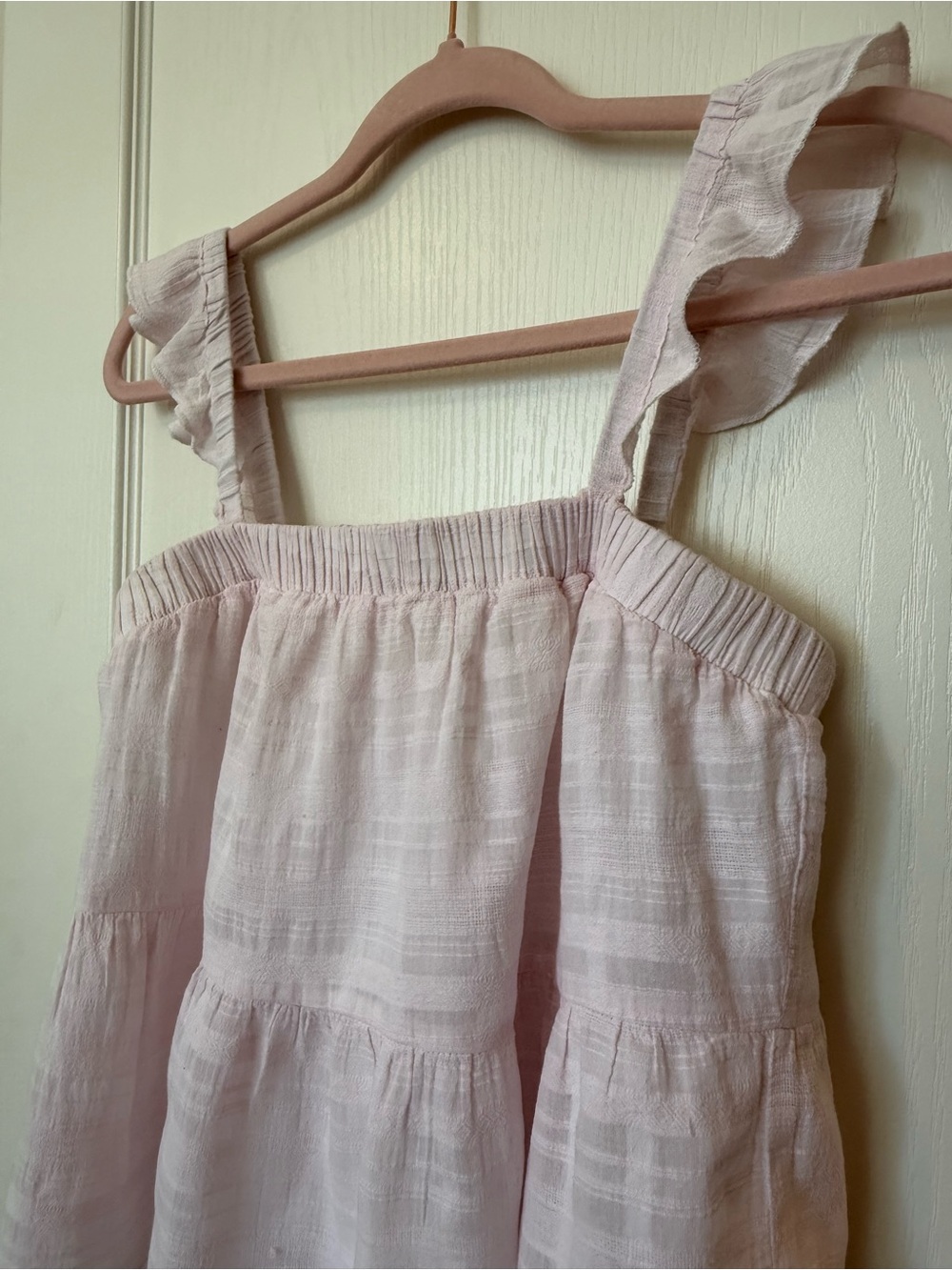 miami Pale Pink Ruffle Strap Peplum Top - Picture 2 of 8